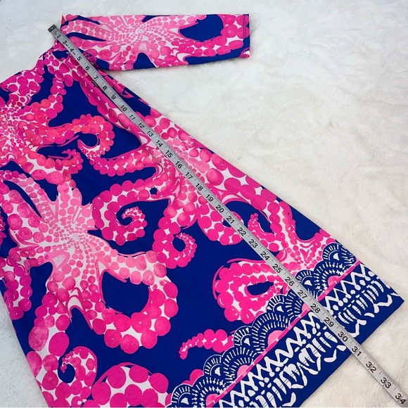 Lilly Pulitzer Off Shoulder Laurana Dress Sz XS Ikat Blue Mocean Engineered - Picture 10 of 12